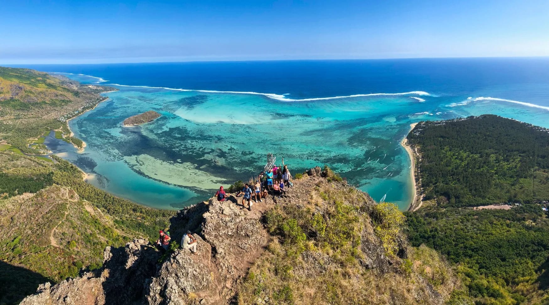 Le Morne Brabant mountain rising above the south-west coast of Mauritius
