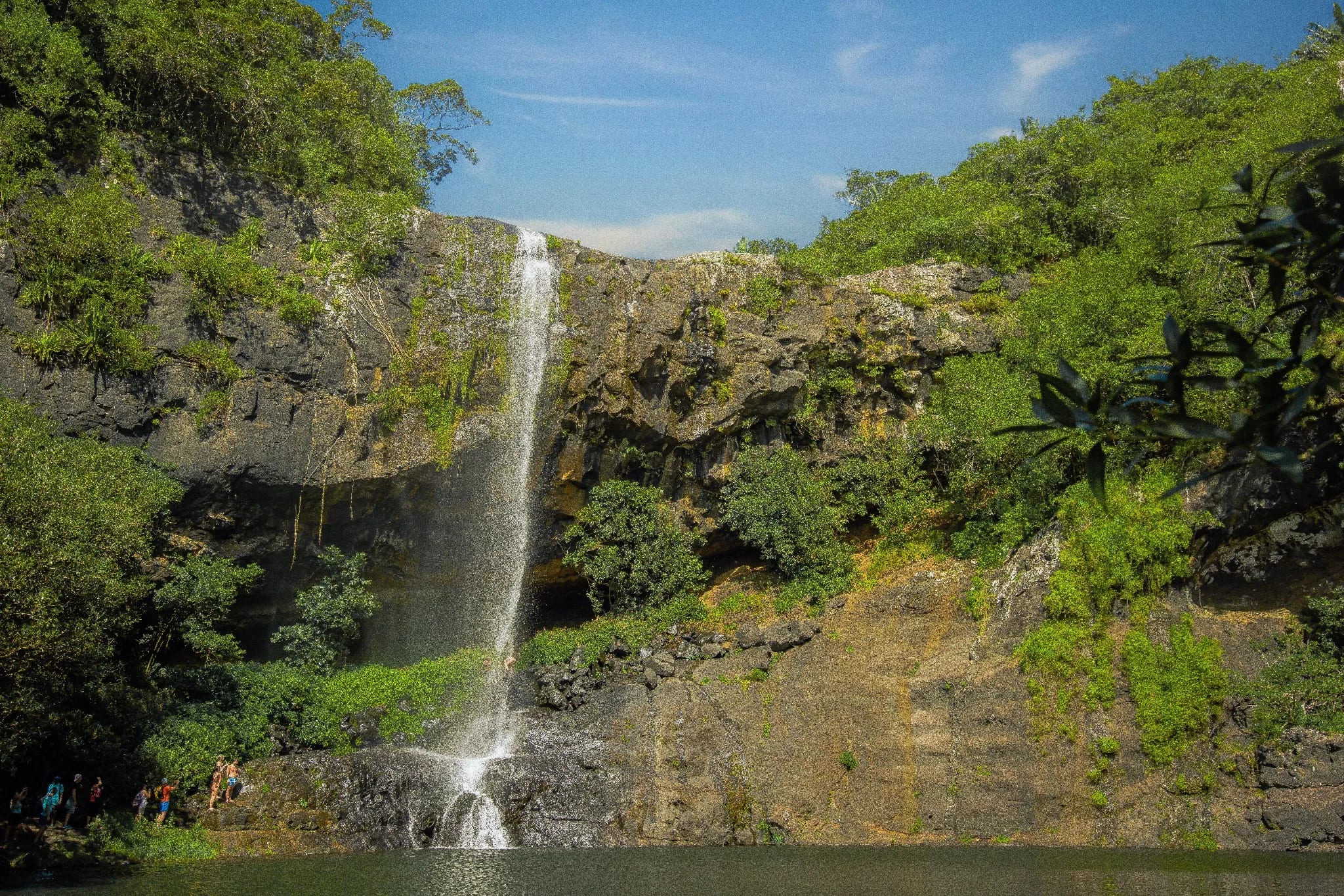 Tamarind Falls waterfall landscape in Mauritius seen from a viewpoint